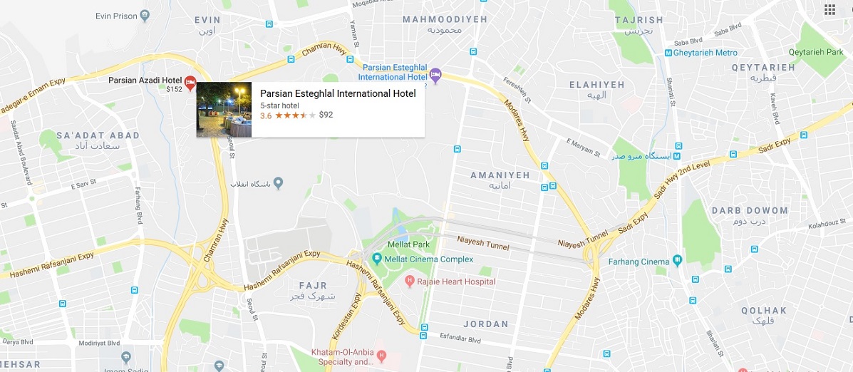 کروکی هتل  پارسیان استقلال تهران